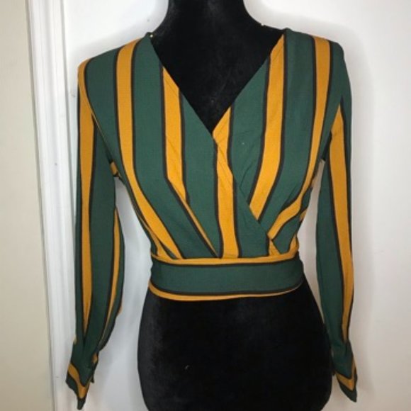 Tops - green and yellow crop top!